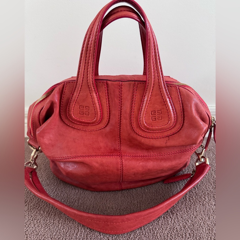 Givenchy Orange Nightingale Leather Satchel